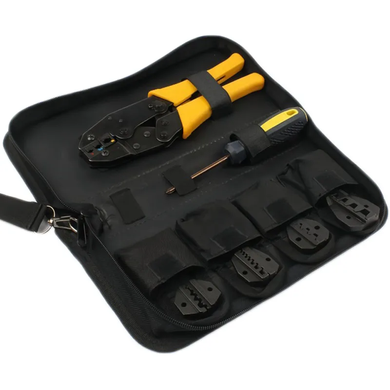 Ratchet Wire Crimping Tool Kit - Interchangeable Sets for Insulated & Non-Insulated Terminals, Electric Cable Crimper with Ergon