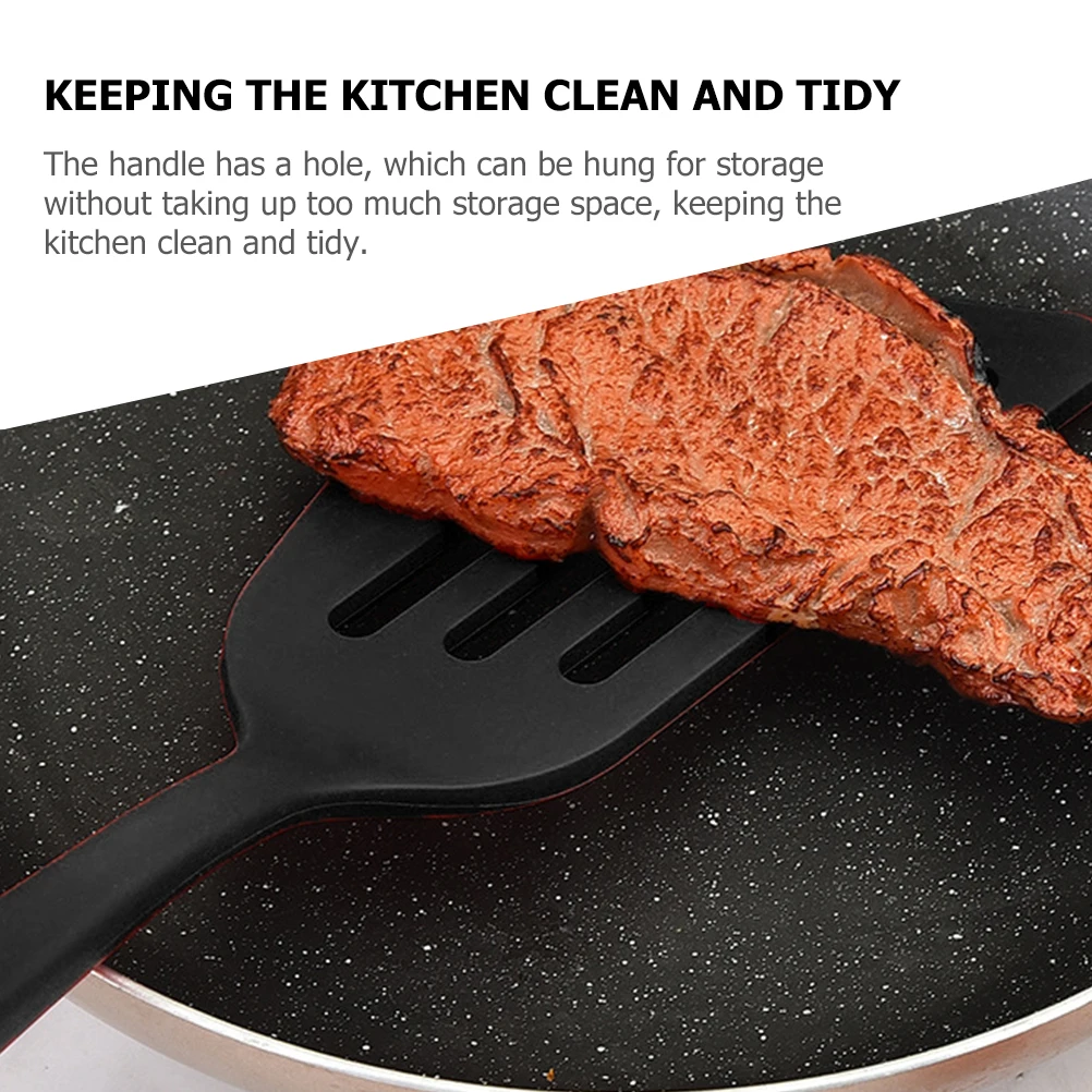 

Silicone Cooking Spatula Black Kitchen Utensil Non-stick Turner Fry Pan Steak Frying Spatulas Home Hotel Restaurant Practical