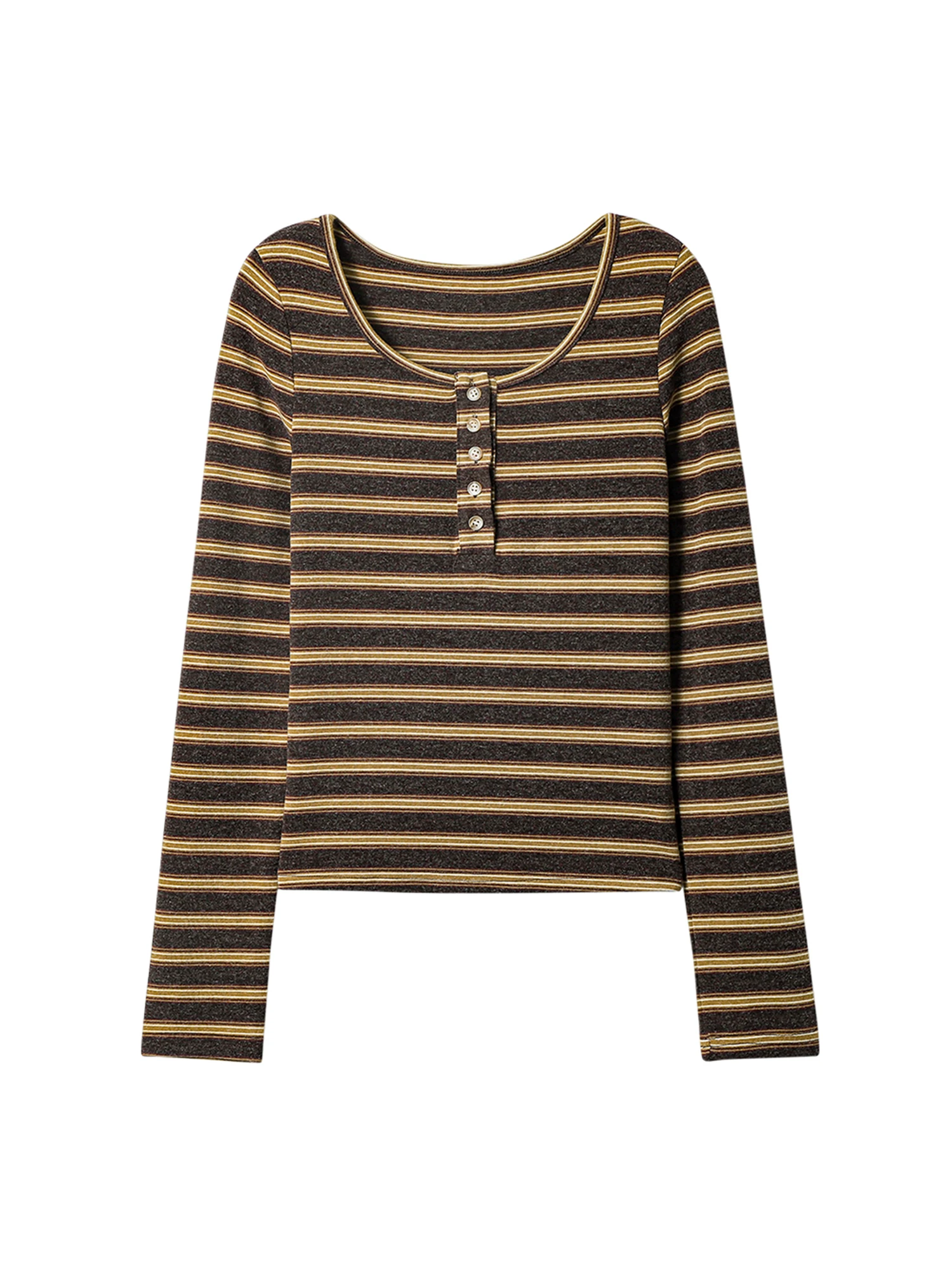 

Женская коричневая полосатая футболка Y2k Gyaru, винтажная эстетичная футболка большого размера с длинными рукавами, модная одежда 2000-х годов, осень 2025 г.