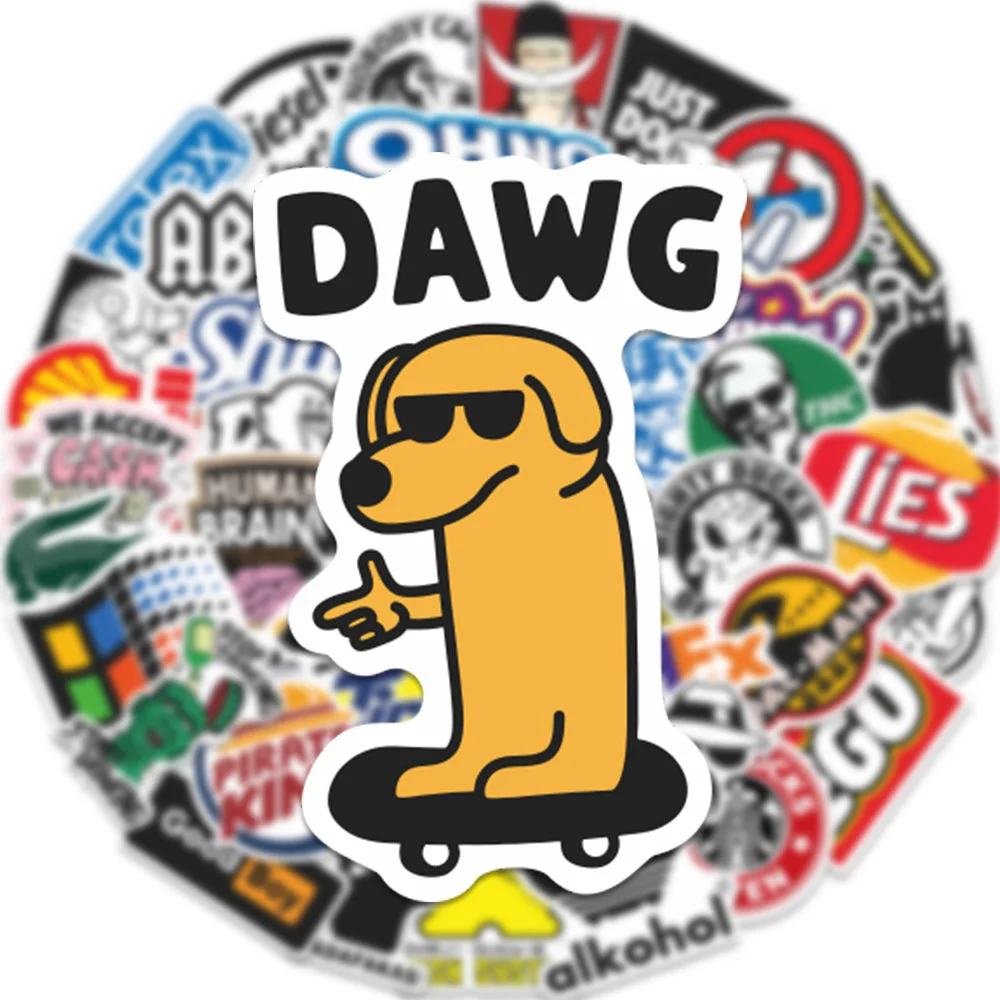 50 Stück Personalisierte Kreative Parodie-Logo Desktop-Dekorationsaufkleber Wasserdichte Koffersticker – Detail 8