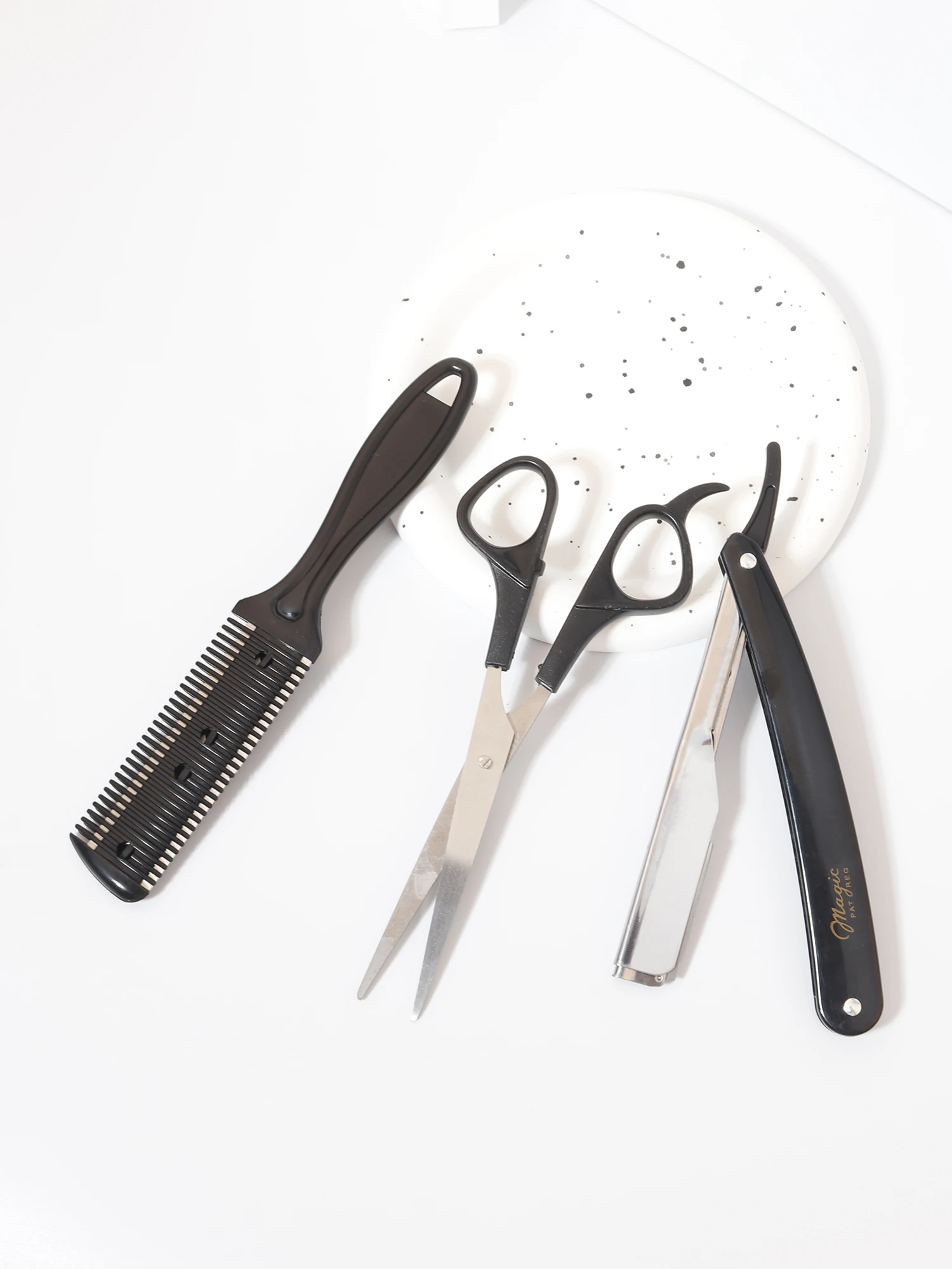 مجموعة قص الشعر مكونة من 3 قطع، وإزالة اللحية وشعر الحافة وشعر الوجه، تستخدم لتصفيف الشعر، خاصة للشعر المستعار الحقيقي