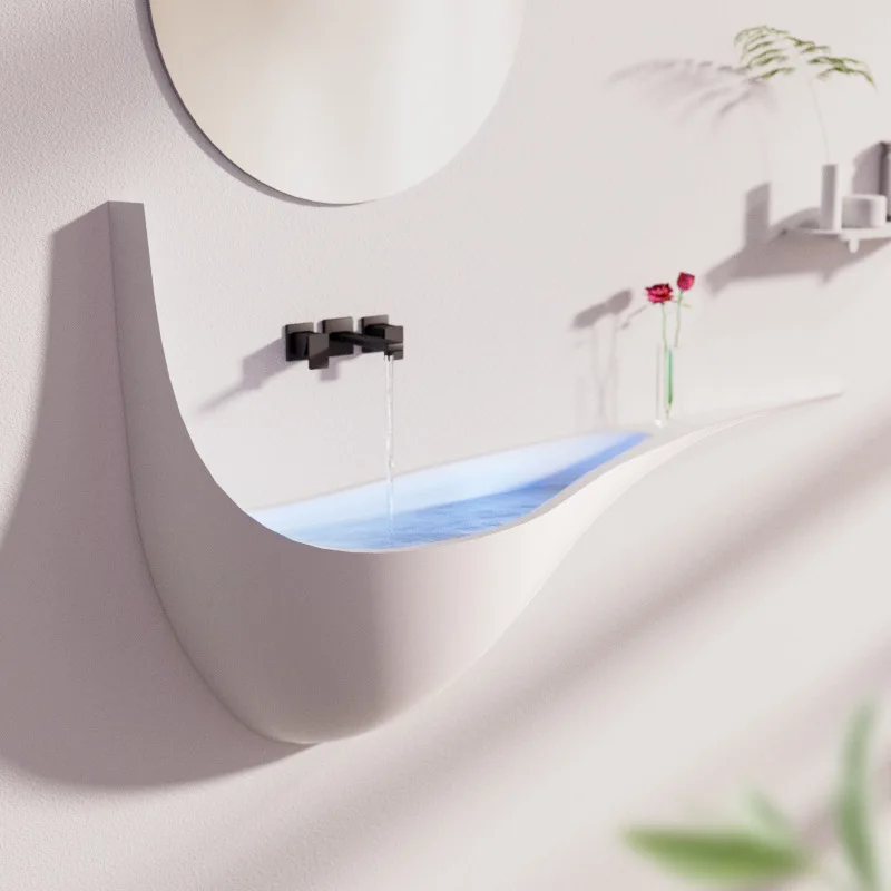 

High-end imported open smile washbasin, semi-embedded basin integrated, arc art