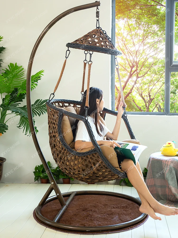 Outdoor Garden Balcony Indoor and Outdoor Rattan Rocking Chair Villa Terrace Bird Nest Nordic Adult Cradle Glider