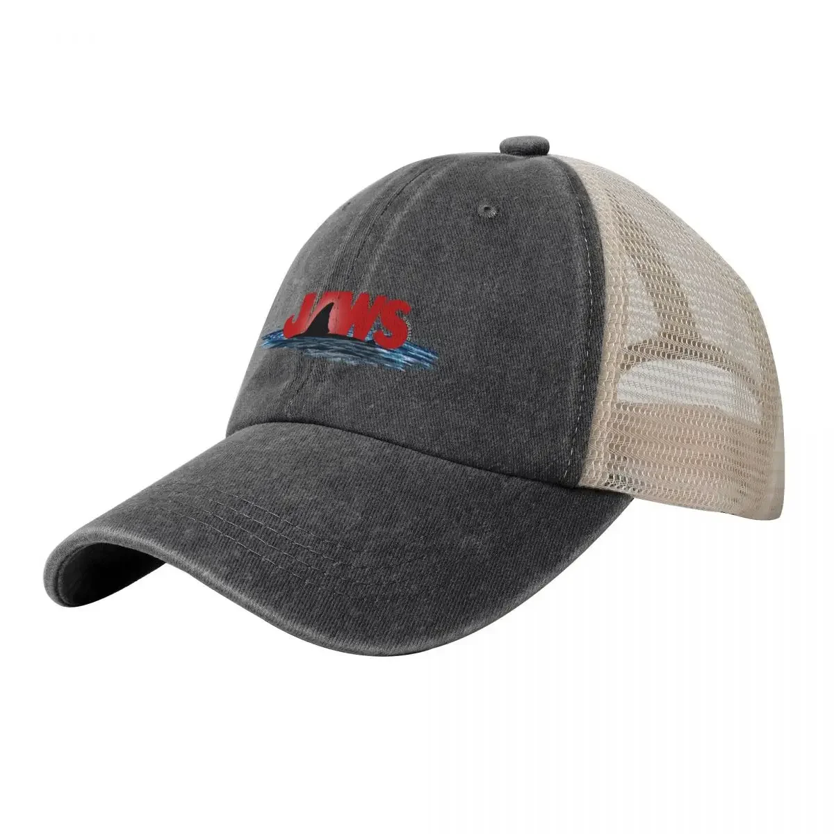 JAWS LOGO with GREAT WHITE SHARK FIN EMERGING FROM THE OCEAN SURFACE Baseball Cap Golf Women Caps Men's