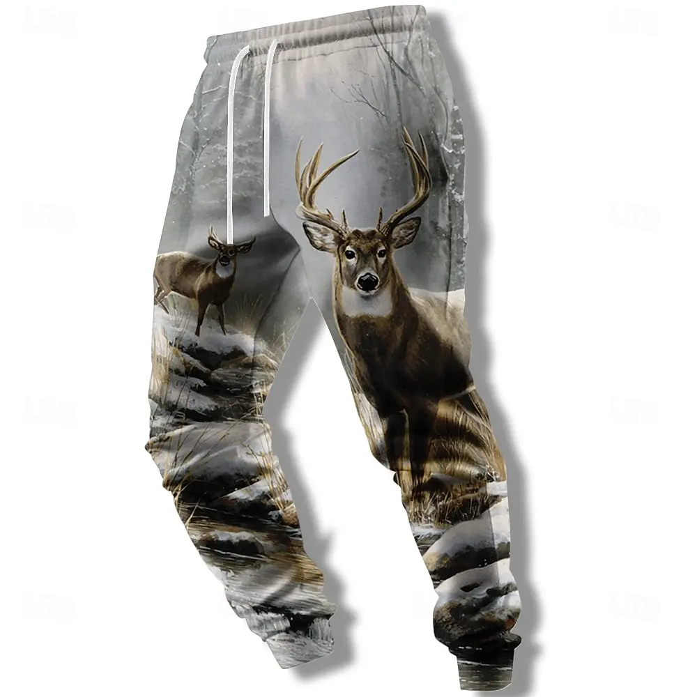 

Men's 2026 Sweatpants,Deer Hunting Graphic Polyester Joggers,Slim Fit Casual Lounge Pants With Pockets, Spring Autumn Streetwear