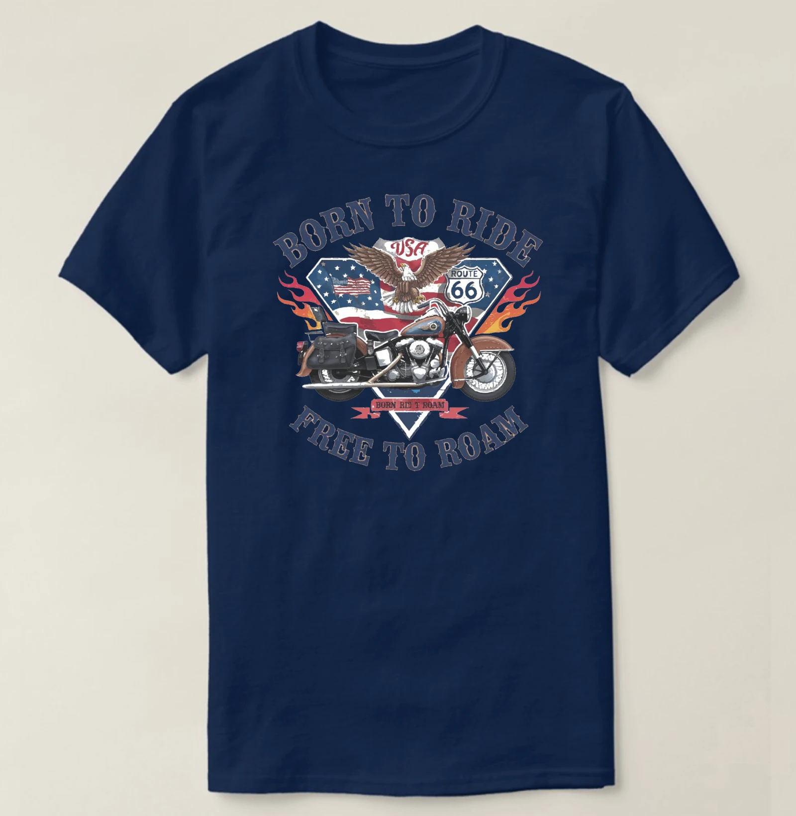 Classic Iconic Route 66 Emblem Eagle Motorcycle T-Shirt 100% Cotton O-Neck Short Sleeve Summer Casual Mens T-shirt Streetwear - Image 3