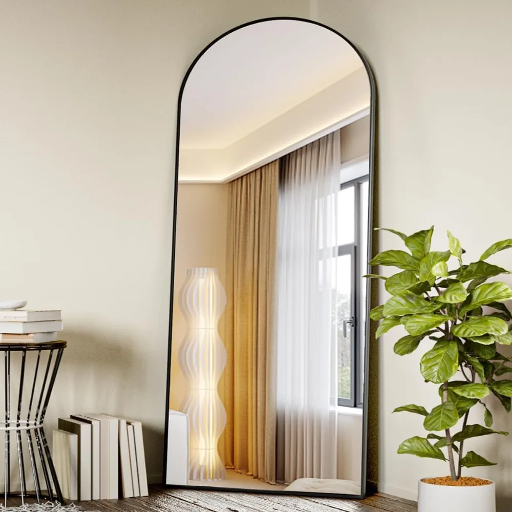 Full Length Arched Floor Mirror 26x71 Inches, Standing Makeup and Dressing Mirror with Free Standing Design for Home Use