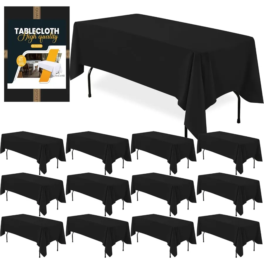 

IGTONE 12 Pack lack Recle Taleclot 60 x 102 Inc Rion Packing Reusale Tale Clotes for 6 Foot Tales Wrinkle Resistant Polyester