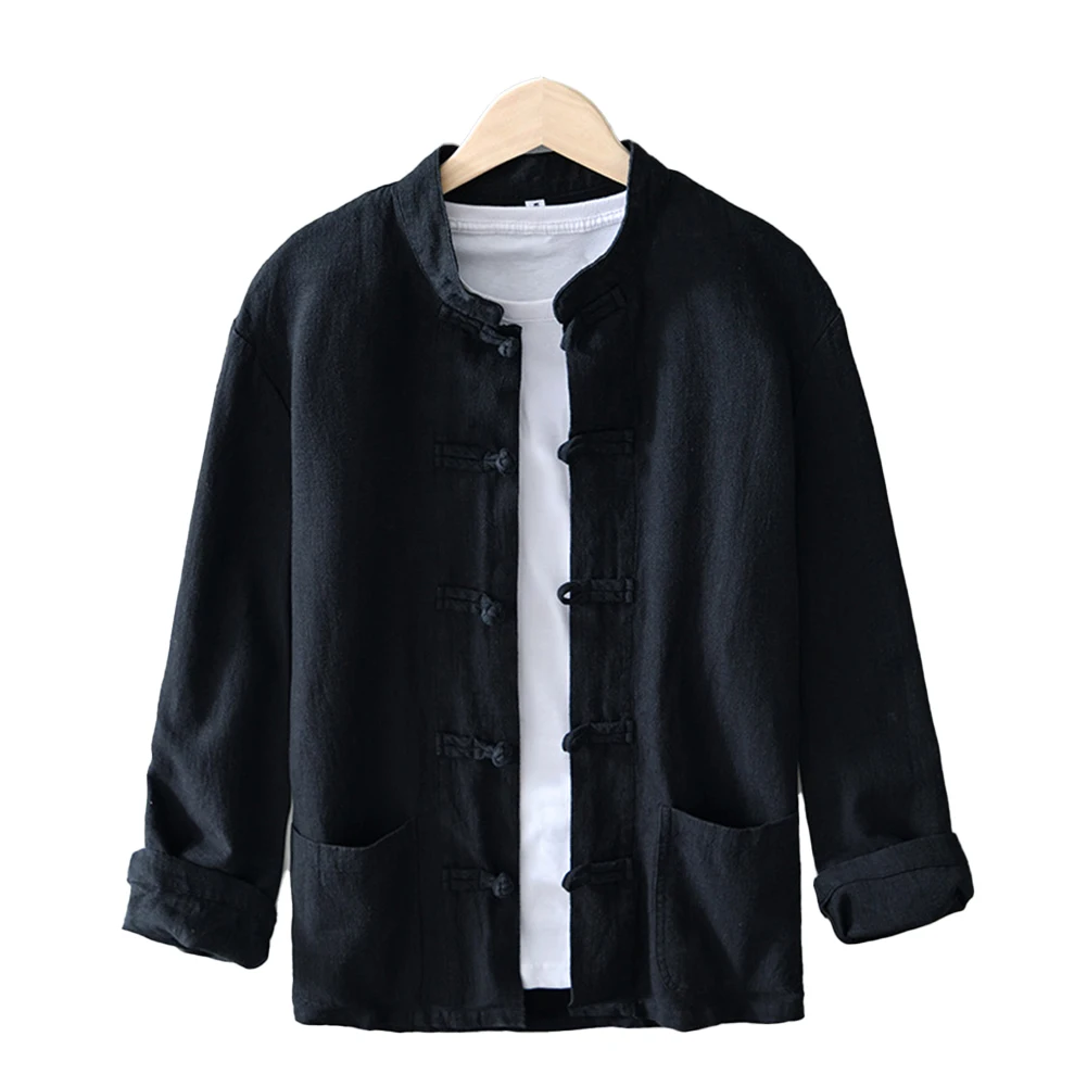 Button Down Tang Suit Chinese Stijl Lange Mouwen Dagelijks Dragen Vakantiekleding Lange Mouwen Polyester Stof Regular Fit