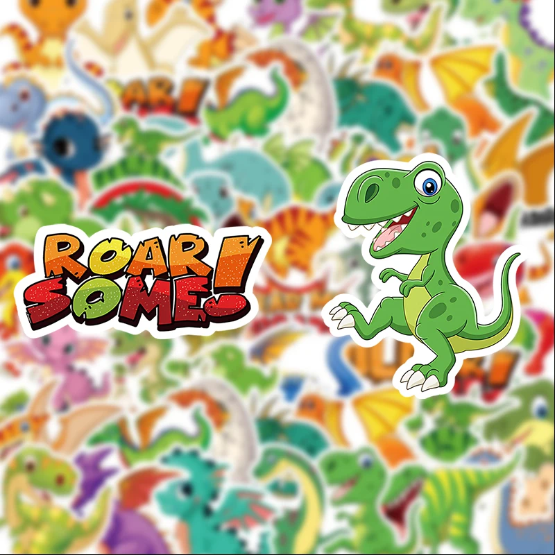 50 Dinosaur-Themed Graffiti Stickers, Suitable for Journals, Laptops, Car Bumpers, Skateboards, Water Bottles, Computer and Phone Decorations, Etc