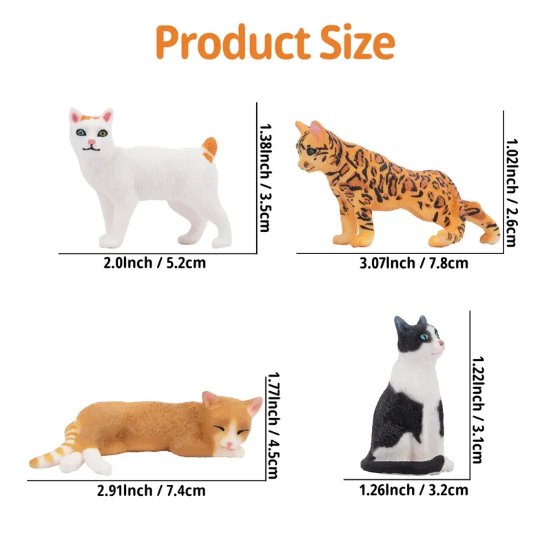 8Pcs Simulation Cat Pet Animal Model Toy Mini Cake Decoration Cats Figures Dolls Action Figurines Toys for Children Set Gift