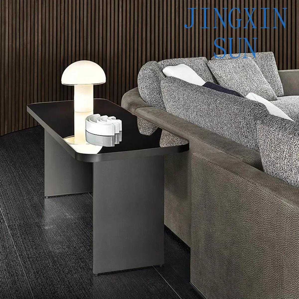 Minimalist entrance table, living room sofa, back several halls, entrance hall, entrance platform, aisle