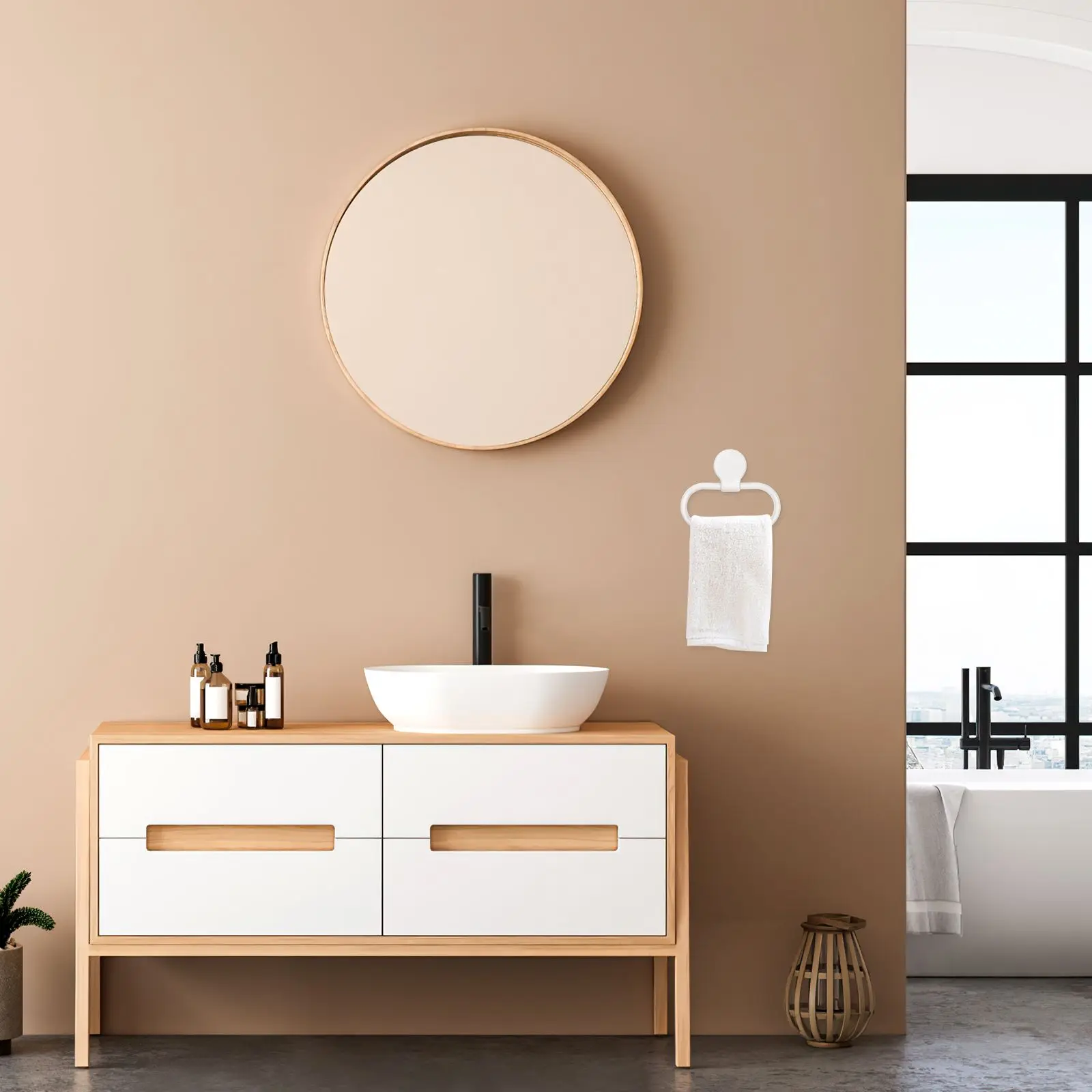 

Towel Holder Bathroom Rack No Drilling Self-adhesive White Washcloths