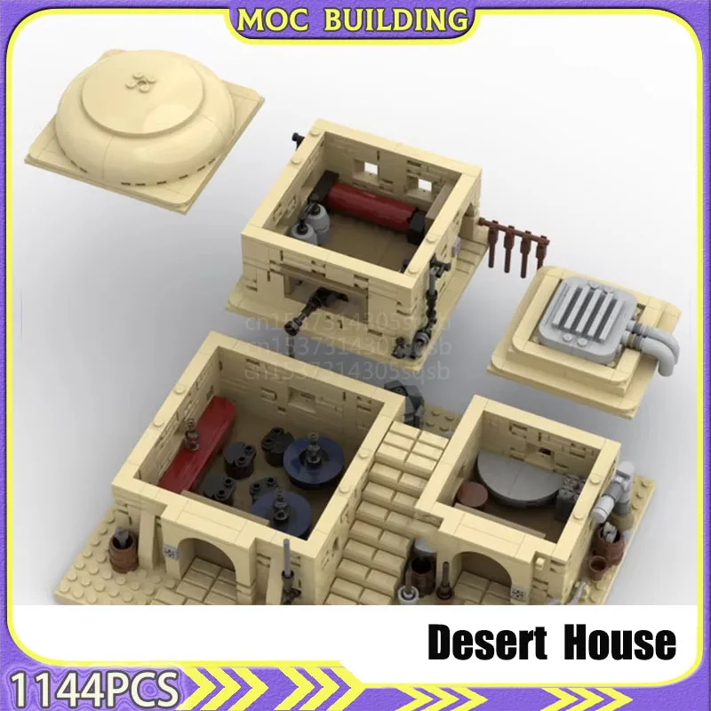 Desert City MOC Building Blocks with Interior Desert House Bricks Set Toys Display Diorama