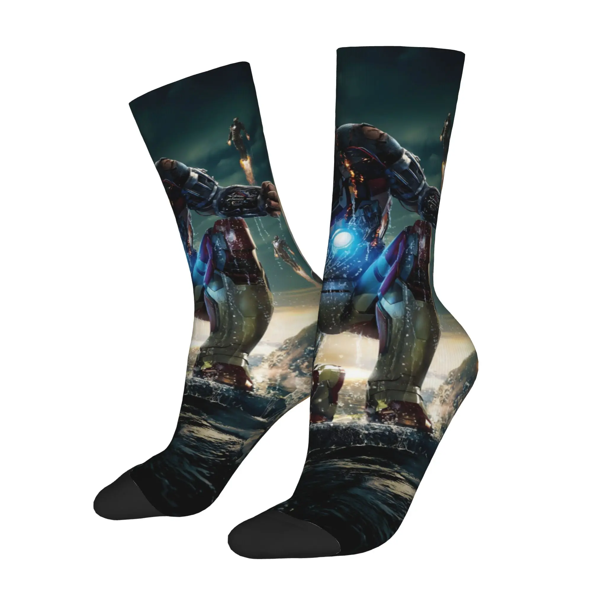 

1 Pair Hip Hop Retro Stark Tory Crazy Men's Sock Iron Man Street Style Pattern Printed Funny Sock