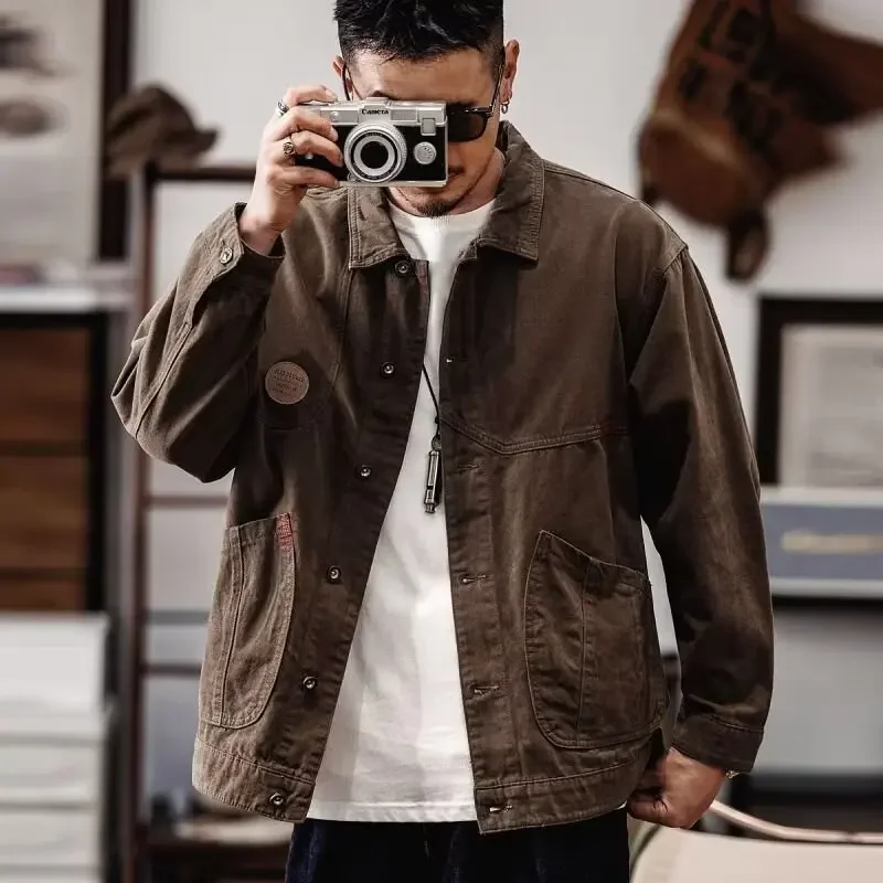 

Men's Autumn Loose Trendy Brand New Trendy Handsome Wear-resistant Work Jacket for Men Coats Over Fit Sweater Blouse Shoes Coat