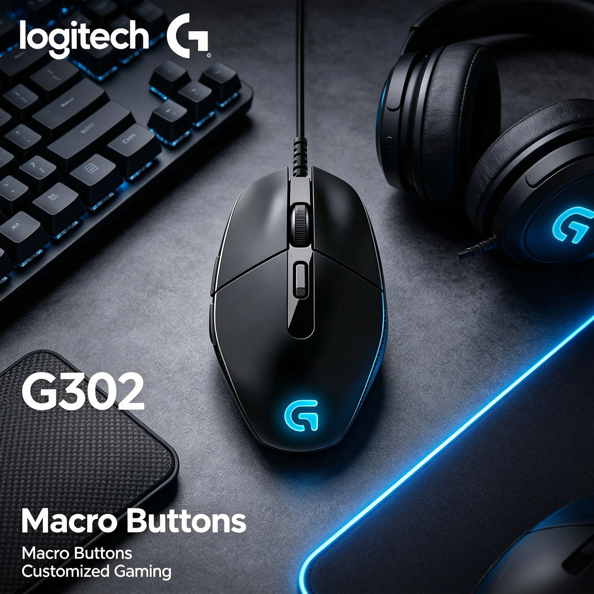 Logitech G302 Gaming Mouse USB Wired Comfort For Extended Gaming Hours 6 Macro Buttons for CS2 Valorant Apex Legends PC Gaming