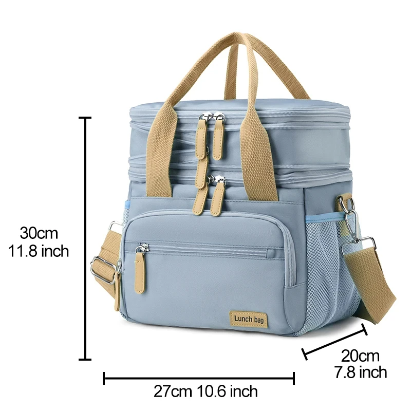 حقائب غداء مبردة متعددة الوظائف ذات سعة عالية للنساء والرجال، صندوق غداء للنزهات والسفر مع حزام كتف #3