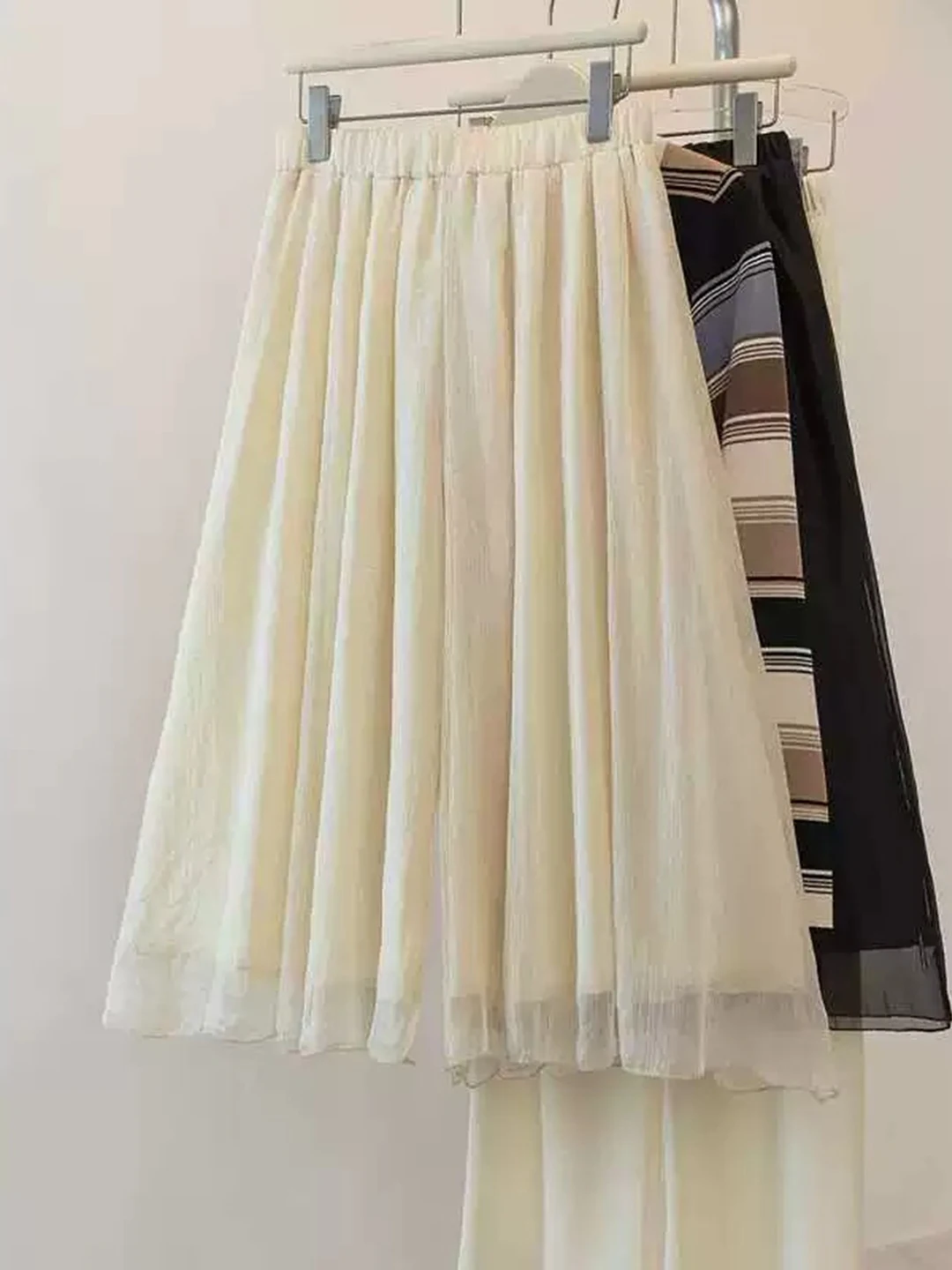 

High Waist Wide Leg Ice Silk Chiffon Casual Pants Women Summer Thin Slimming Loose Drapey Nine Point Casual Pants