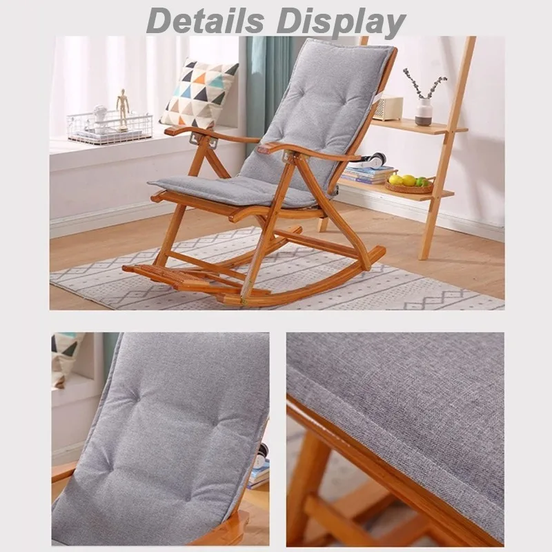 1/2 Pcs Premium Thick PP Cotton Filled Rocking Chair Lounge Pad Integrated Cushion with Strap for Indoor Outdoor Rattan Recliner