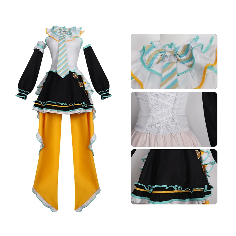 أزياء أنيمي ميكو فيوتشر دي كيو كولاب التأثيرية البصل الأخضر التوأم التعادل أزياء الهالوين للمرأة