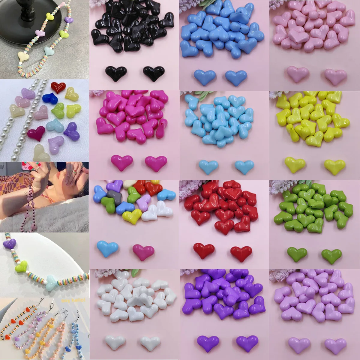 5 teile/beutel Große 17mm * 22mm Bunte Acryl Herz Form Perlen Handgemachte Accessoires für Schmuck Machen Erkenntnisse