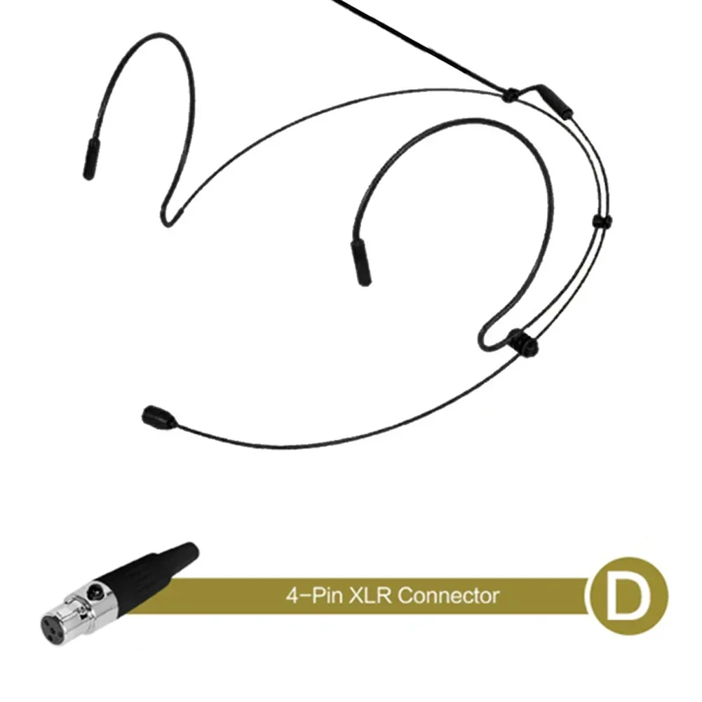 Double Earhook Headset Mic Headworn Microphone 100-20KHZ  For 4-pin XLR Connector For Wireless