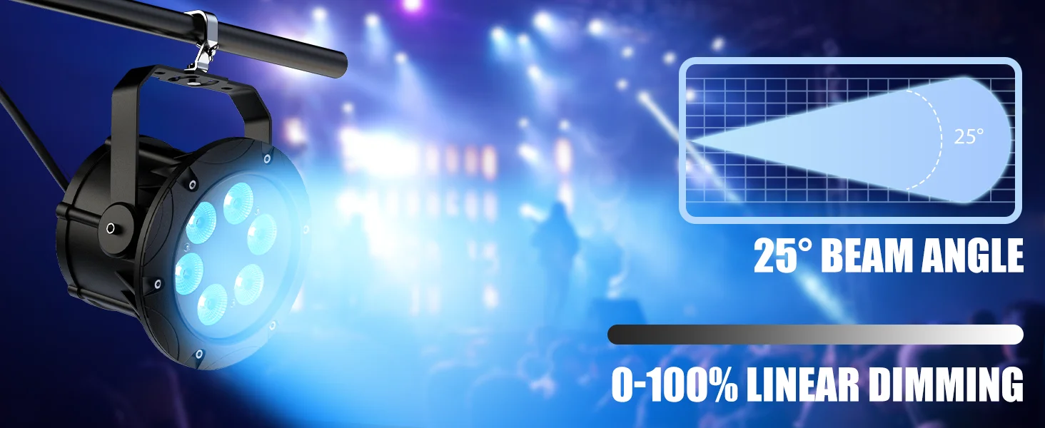 U'King 4 Stück Wasserdichte Par-Leuchten 6x10W RGBW LED Stroboskop-Effektbeleuchtung DMX512 Tonaktivierte Steuerung Bühnenlicht für DJ Disco – Detail 5