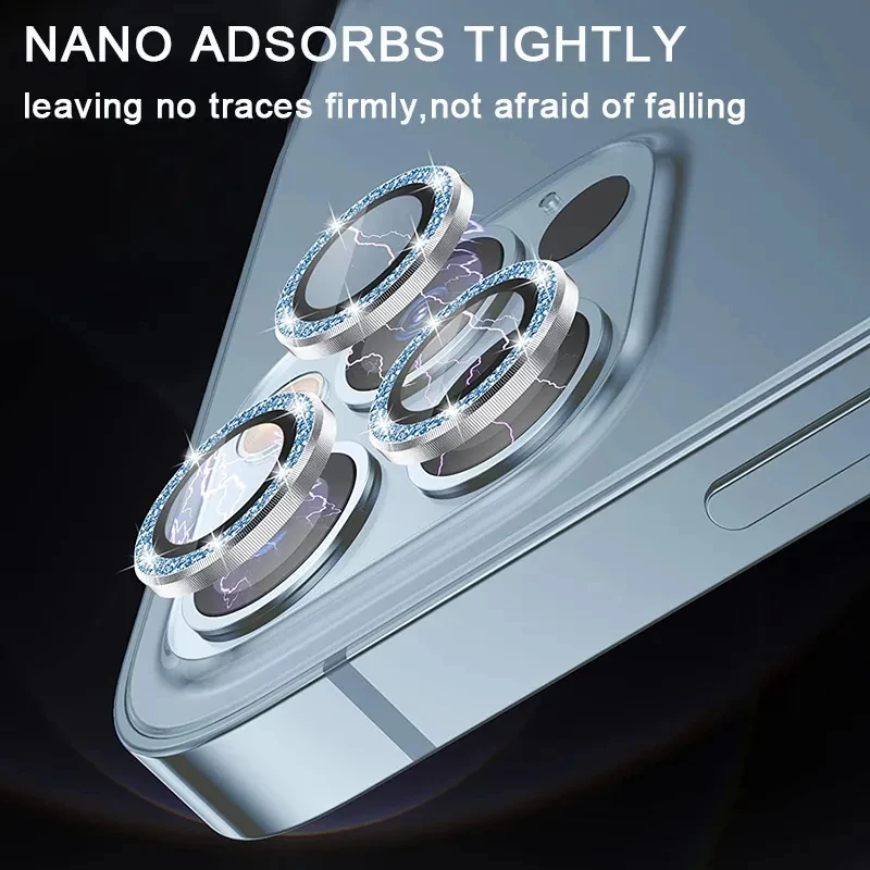 عدسة حلقة معدنية حامي الزجاج آيفون 11 12 13 برو ماكس عدسة الكاميرا حماية على آيفون 12Pro 13Pro 14 برو ماكس فيلم الكاميرا