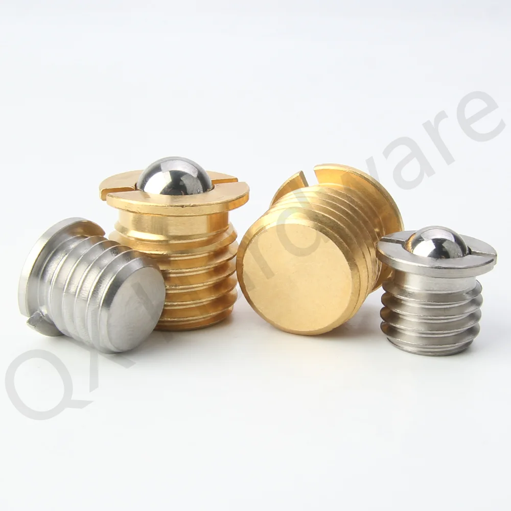 QX413 M5~M16 Factory Outlet Slotted Spring Ball Plunger Brass/Carbon Steel/Stainless Steel Set Bolt With Flange Positioning Ball