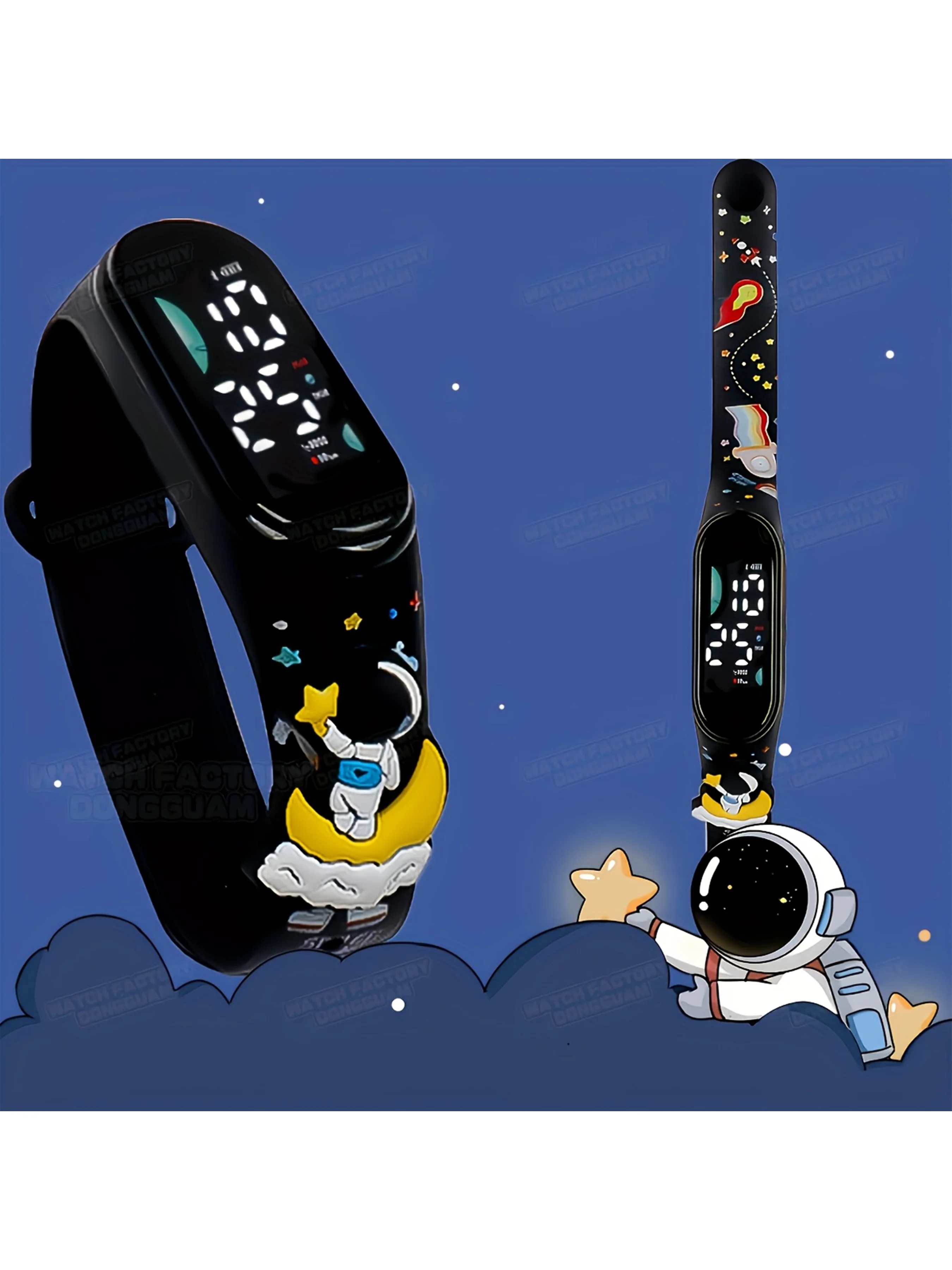 New style space dream digital watch with astronaut patterns, planet, moon and star designs. Suitable for boys and girls as birth