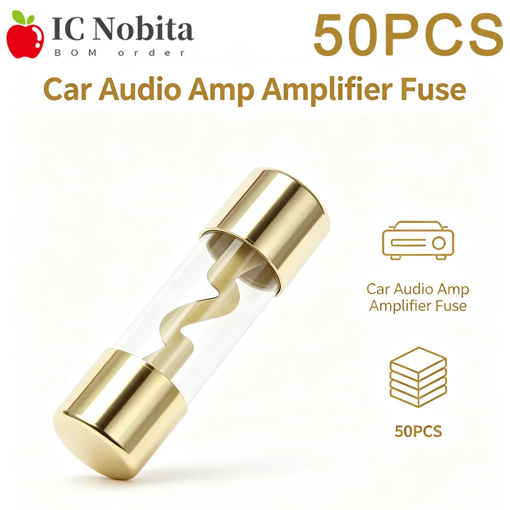 50PCS AGU Fuse Gold Plated Glass Fuses Pack Audio Amp Amplifier 10A 15A 20A 25A 30A 40A 50A 60A 70A 80A 100A Fuse 10*38MM