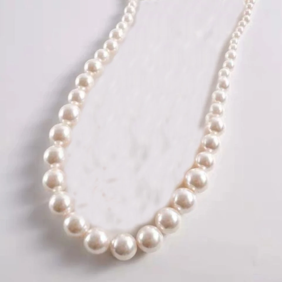 Collier multicouche de perles dégradées, véritable uto, collier de perles blanches AA AKOYA, 5-10mm, 925S, 17 pouces, 18 pouces, 19 pouces, 20 pouces