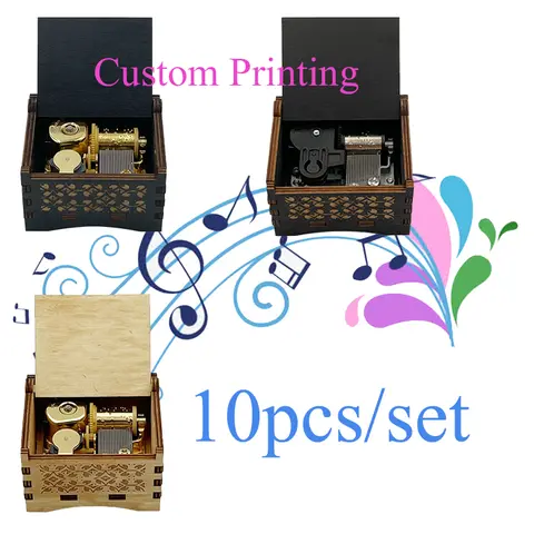 Boîte à musique en bois avec impression personnalisée, 10 pièces, pour amis spéciaux, cadeau de fête d'anniversaire et de mariage, Souvenir mignon, prix de gros