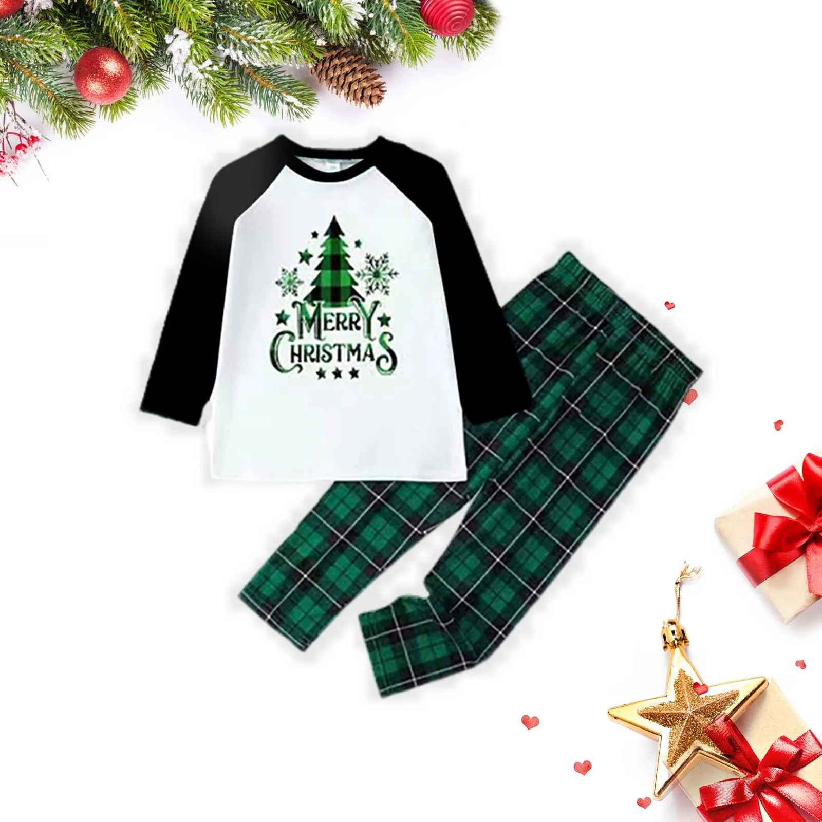 Family Matching Outfits Christmas Trees Baby Pajamas Set Printed Casual Loose Home Clothes Long Sleeve Parent-Child Clothing