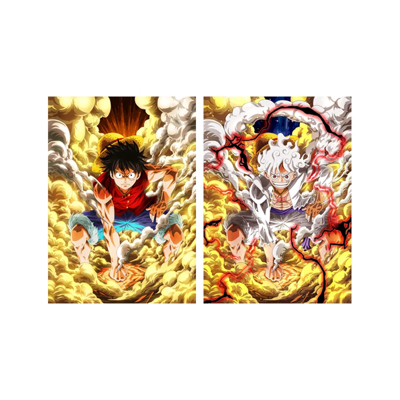 Anime One Pieces Luffy Gear 5th Wall Home 3D Moving Lenticular Poster 3D Flip Gradient Poster Home Decor WallArt Work Gifts Toy