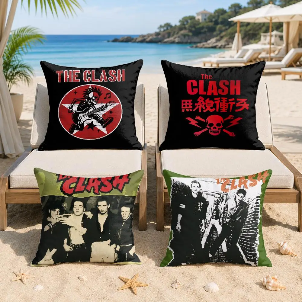 The C-Clash Band Rock Cushion Cover Silky Short Plush Invisible Zipper Dustproof Sofa Pillow Case For Home Decor