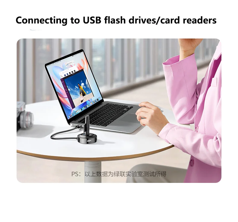 UGREEN USB 2.0 Hub Adaptador multifuncional de 4 puertos con cable de extensión USB Transferencia rápida de datos Admite discos duros de alta capacidad