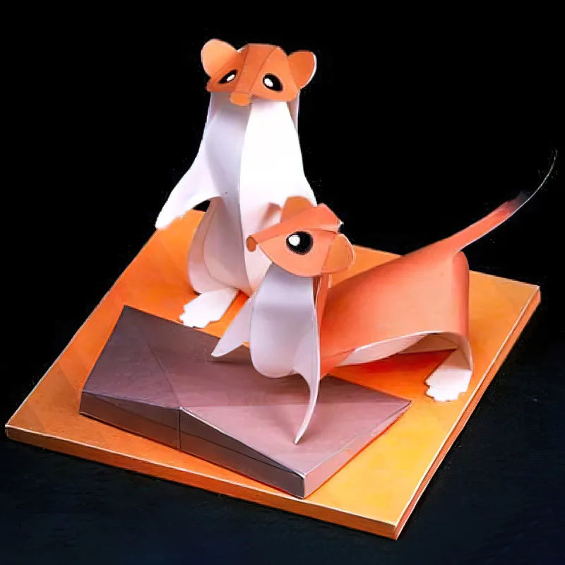 Hondo Stoat Origami Art Mini 3D Paper Model Papercraft Animal DIY Kids Adult Handmade Craft Toys QD-258