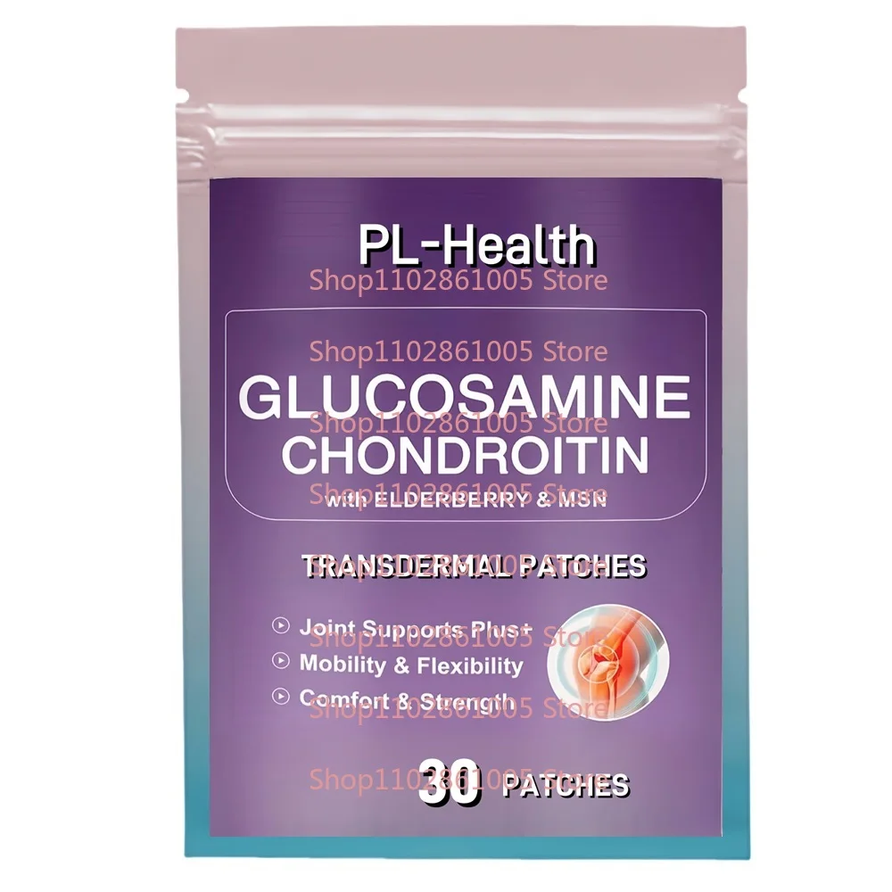 30 parches Parches transdermicos de glucosamina y condroitina con MSM y sabugín para articulación natural, soporte inmunológico antioxidante
