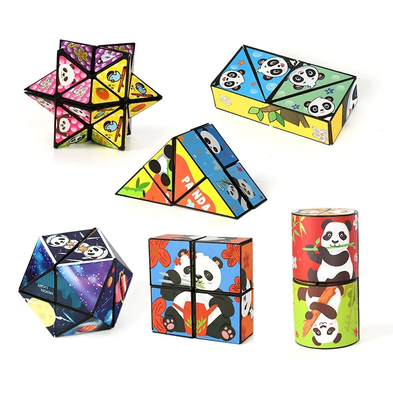 

Универсальный волшебный куб Multi-Shape Panda 3D, набор волшебных кубиков для губ, игрушки для снятия стресса и тревоги, 6 упаковок Infinity Cube Fidget Toys