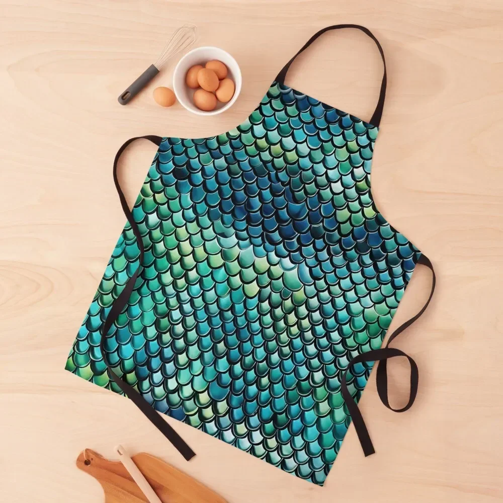 

Mermaid Scales Apron Women's Dress bib Useful Things For Kitchen Waiter Uniforms Apron