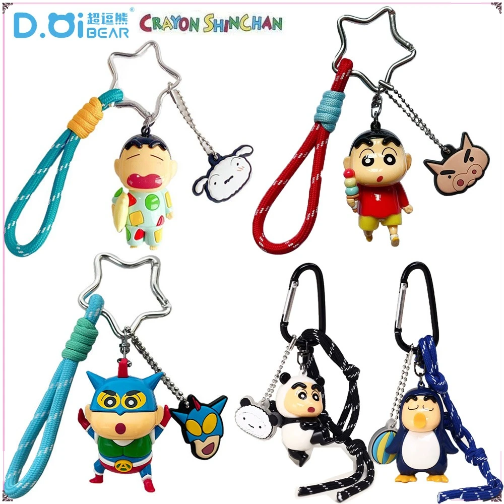 

Original Crayon Shin-chan Keychain Classic Styling Cross Dressing Series Pendant Car Key Chains Decorative Accessories Kids Gift