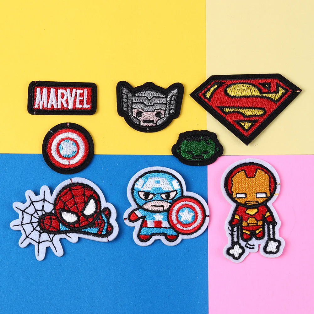 

Disney Marvels Heroes Series Embroidery Clothes Stickers Cute Spiders-Man Cartoon Patches Sewing Kids Backpack DIY Garment Deco