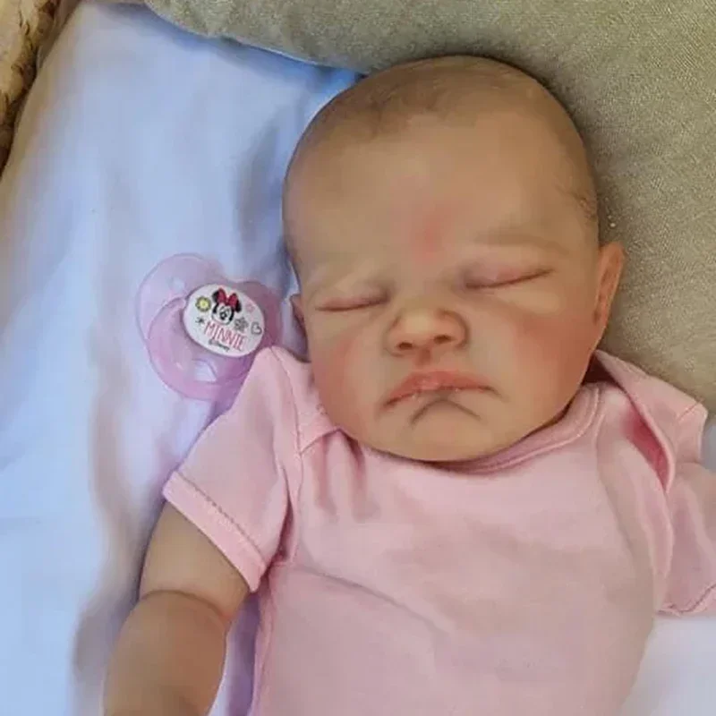 

49CM Cotton Body Sleeping Baby Girl August Reborn Doll with Hand Painted Hair