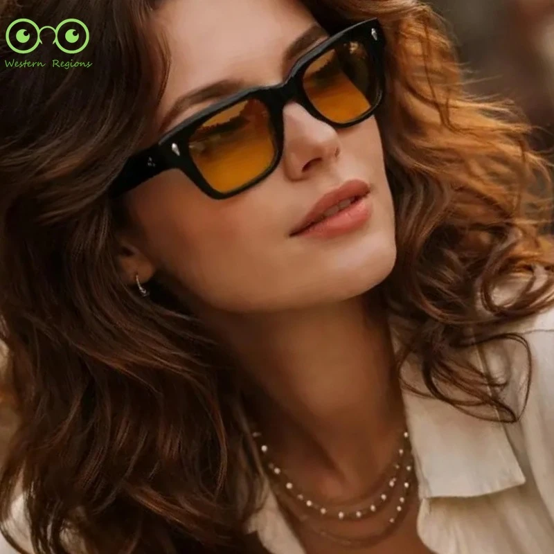 

2026Top Quality Luxury Brand Original Handmade Thick Acetate Men Square Eyewear Designer Women Outdoor UV Protective Sunglass