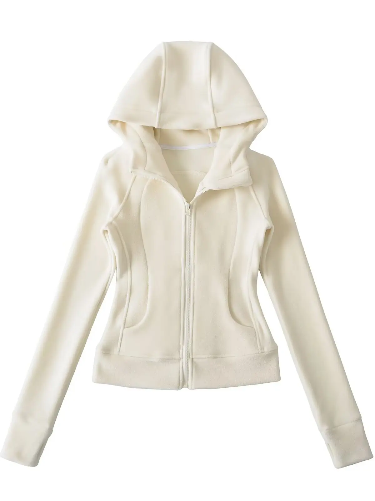 

Американская утепленная флисовая толстовка на молнии для женщин, приталенная, спортивная, осенне-зимняя, с утяжкой на талии, верхняя одежда