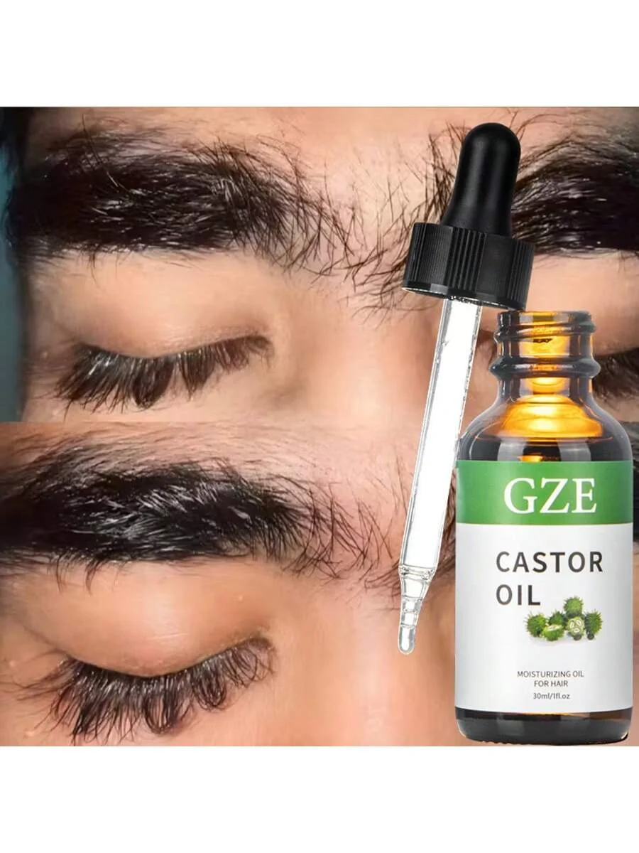 GZE Castor Oil (1oz) Organic 100% Pure Cold Pressed Hexane Free Stimulate Growth for Eyelashes, Eyebrows, Hair. Skin Moisturizer