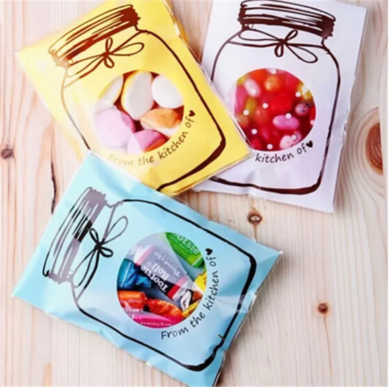 20Pcs Wedding Candy Cookie Gift Bag Bottle Pattern Cupcake Biscuit Hand Made DIY Christmas Plastic Packaging Bags