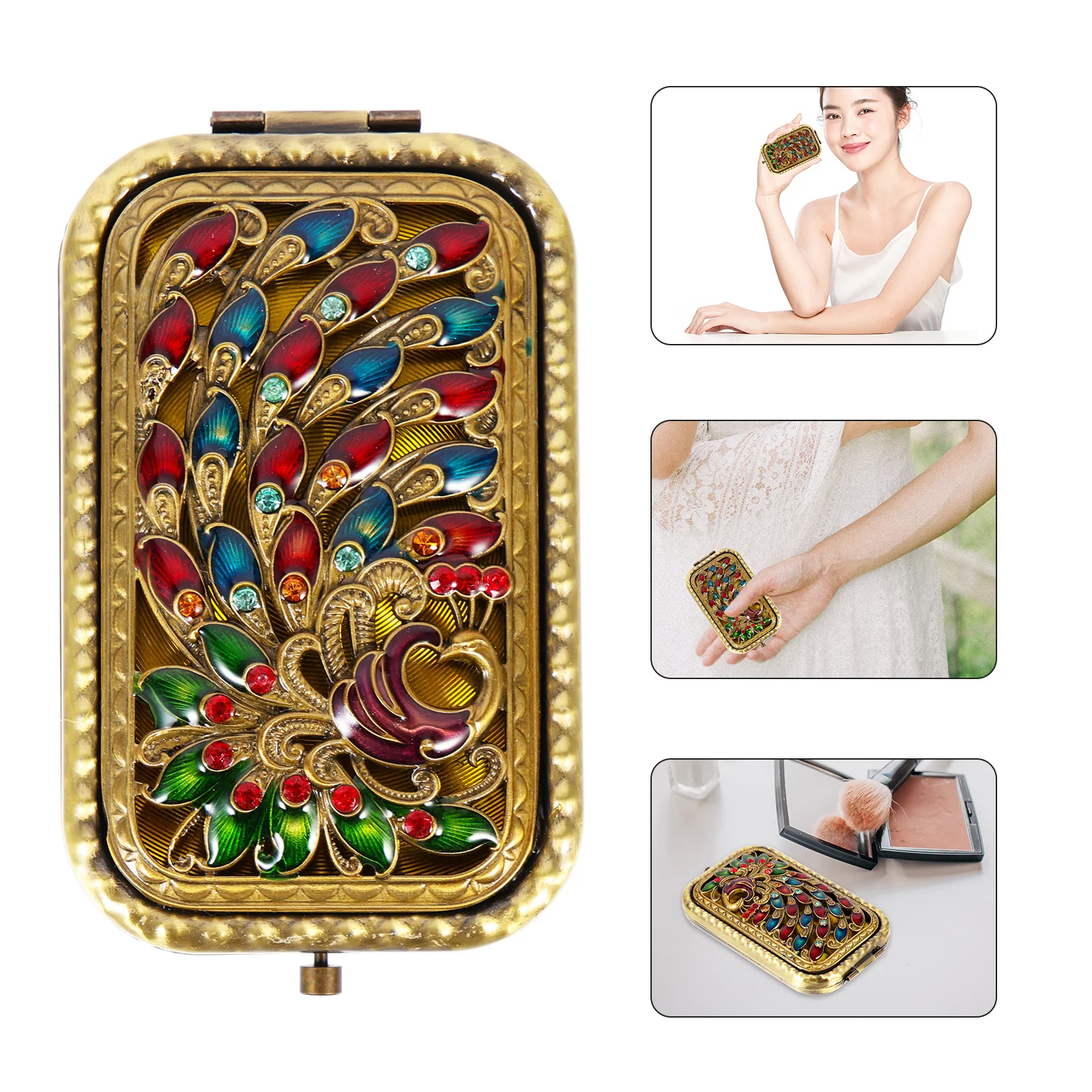 

Small Metal Portable Mirror Dual-Sided Compact Makeup Mirror for Traveling Outdoor Shopping Party Cosmetics Accessory